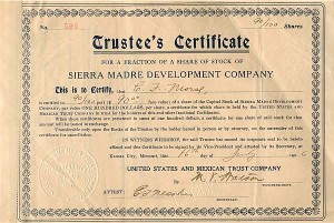 Sierra Madre Development Co. signed twice by C. F. Morse